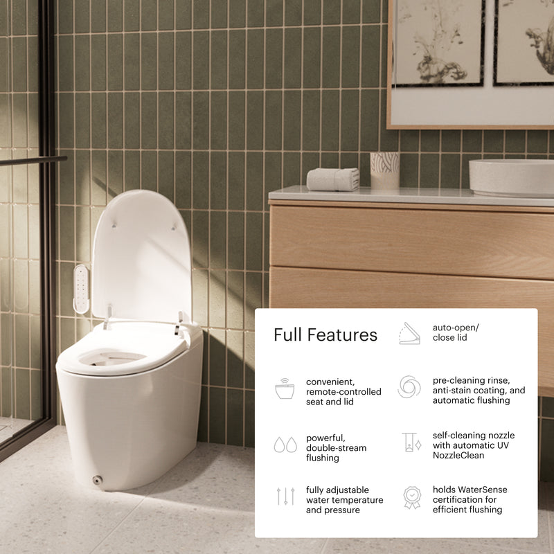 Brondell Coit KBT-900 Integrated Smart Bidet Toilet, Elongated, 1.28 GPF