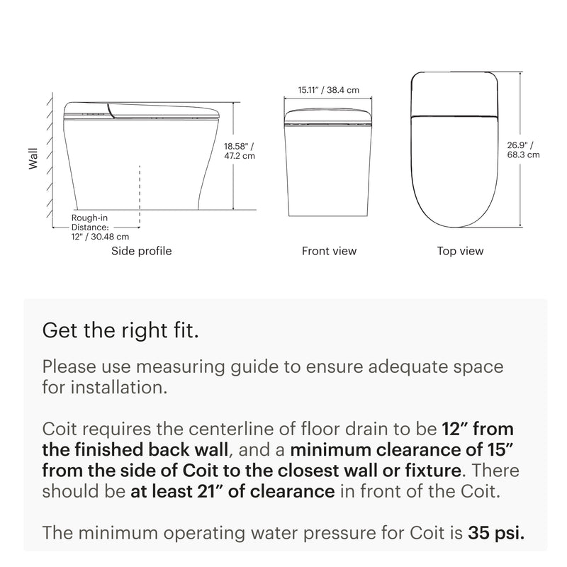 Brondell Coit KBT-900 Integrated Smart Bidet Toilet, Elongated, 1.28 GPF