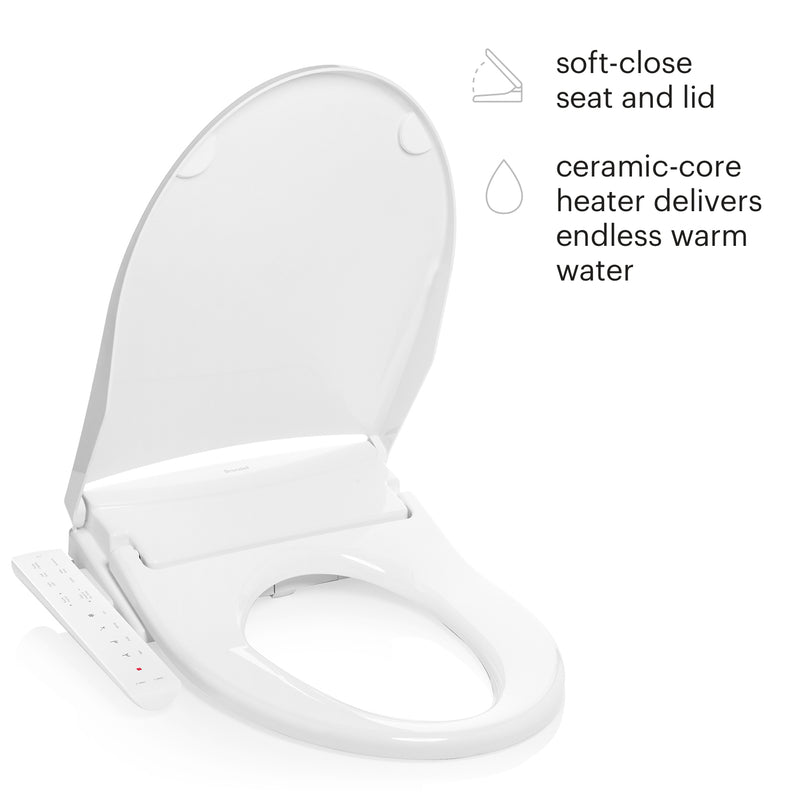 Brondell Swash Thinline T22 Luxury Bidet Toilet Seat with Side Arm Control, White