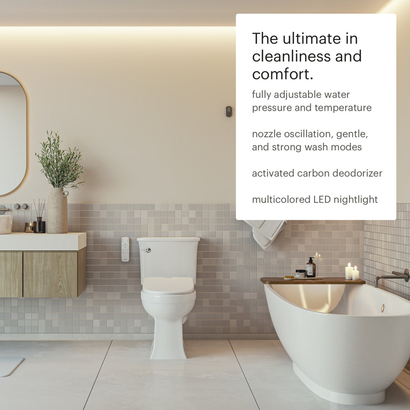 Brondell Swash Eco Thinline T66 Luxury Bidet Toilet Seat with Remote, Elongated, White