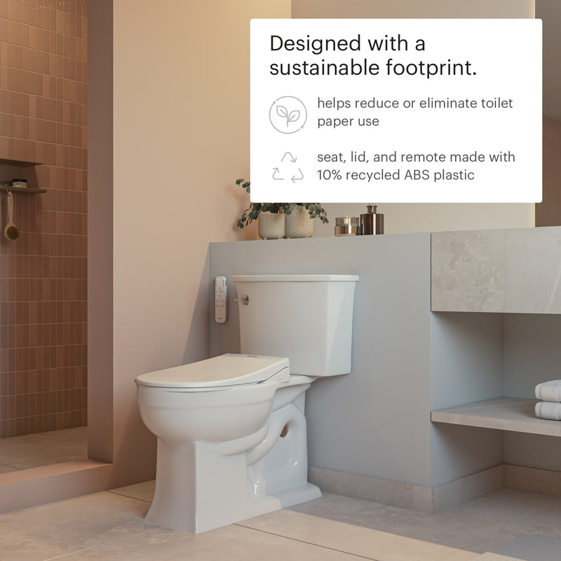 Brondell Swash Eco Thinline T66 Luxury Bidet Toilet Seat with Remote, Elongated, White