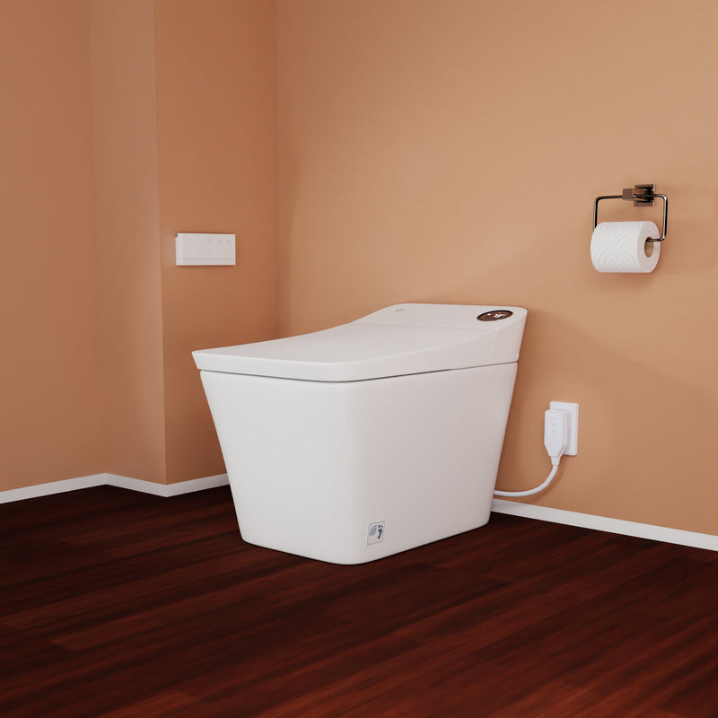 Trone Tahum STCH Smart Bidet Toilet with ToeTouch, Auto Open & Heated Seat, White