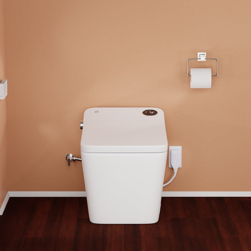 Trone Tahum STCH Smart Bidet Toilet with ToeTouch, Auto Open & Heated Seat, White