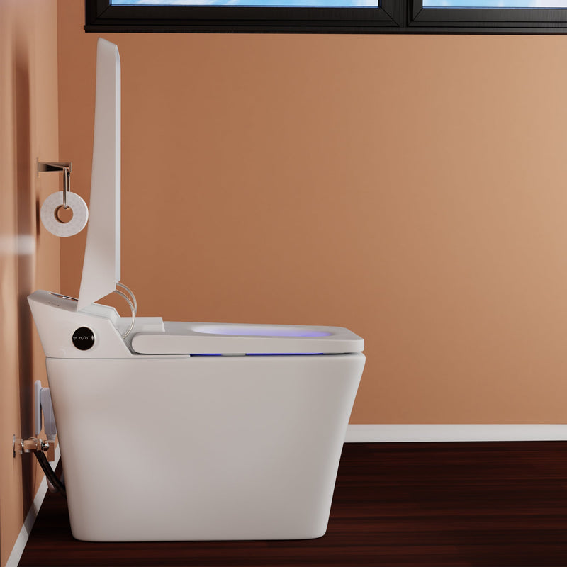 Trone Tahum STCH Smart Bidet Toilet with ToeTouch, Auto Open & Heated Seat, White
