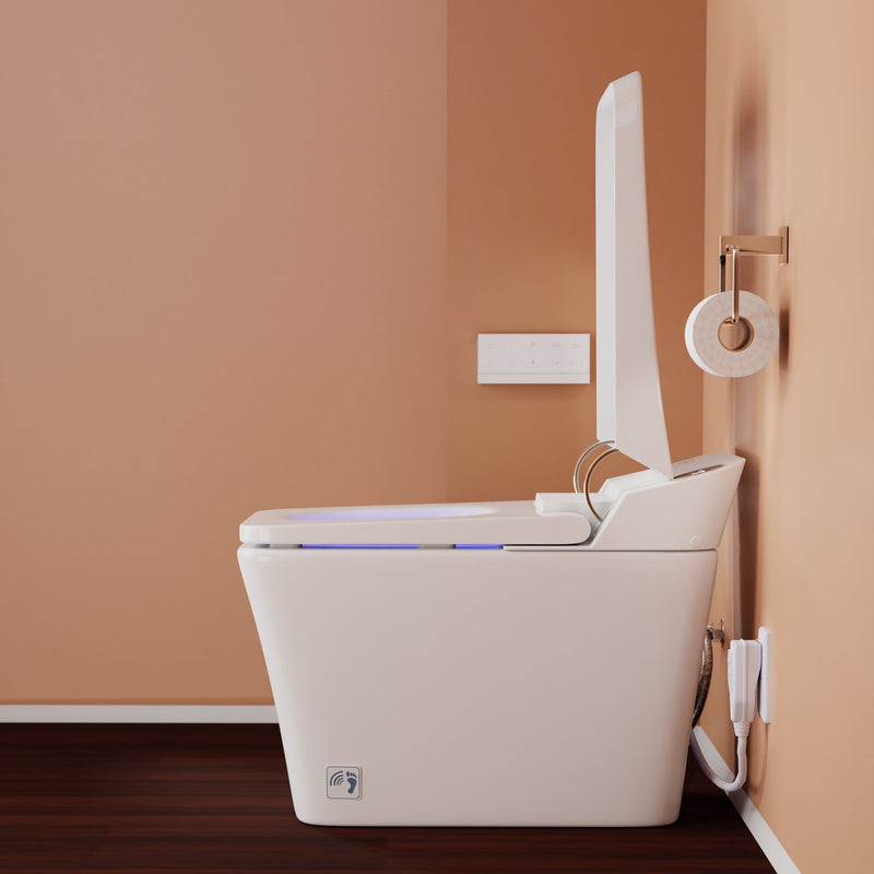 Trone Tahum STCH Smart Bidet Toilet with ToeTouch, Auto Open & Heated Seat, White