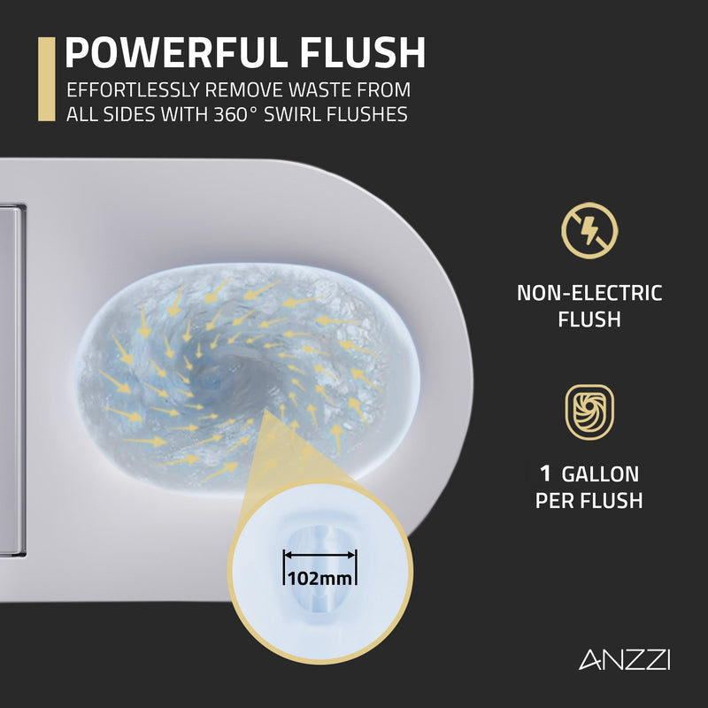ANZZI Wall-Hung Toilet with Heated Seat, Auto Flush, Remote Control & Night Light, White