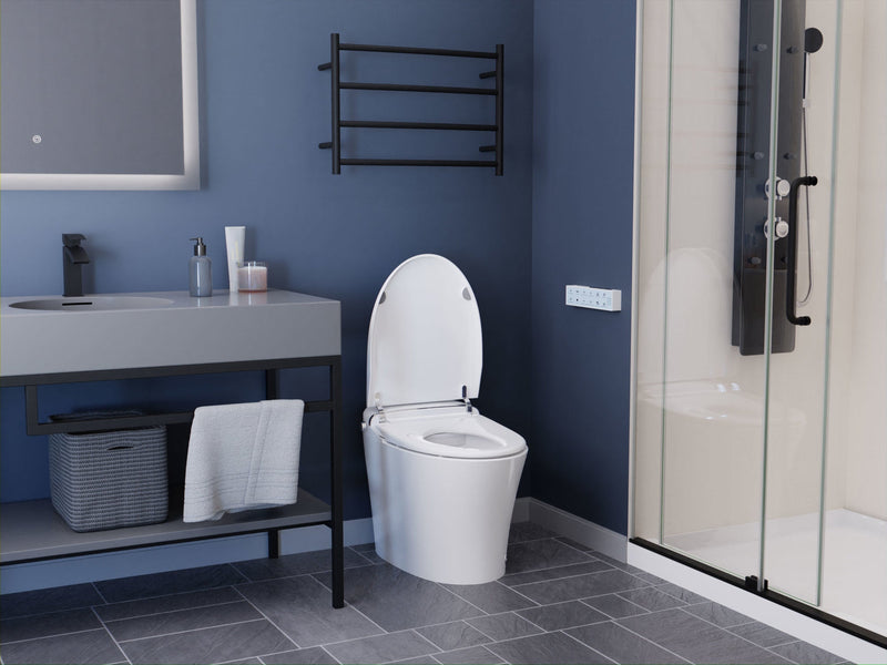 ANZZI ENVO Aura Smart Bidet Toilet, 1.28 GPF, with Remote, Auto Flush & Heated Seat, White