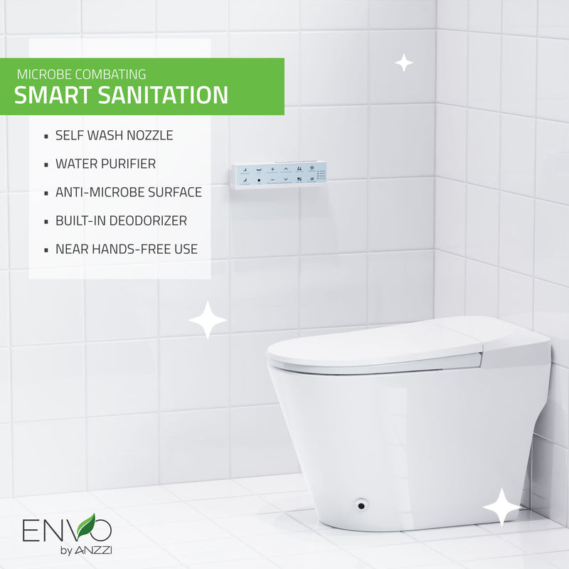 ANZZI ENVO Echo Smart Bidet Toilet, 1.28 GPF, Touchless with UV Nozzle Sterilization