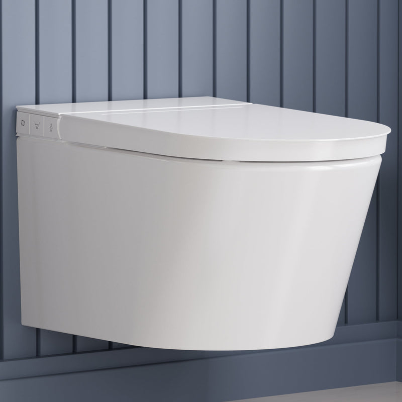ANZZI Smart Wall-Hung Bidet Toilet with Auto Lid, Heated Seat, Dryer & Remote Control, White