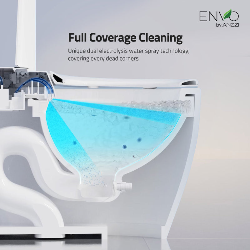 ANZZI ENVO Dia Smart Bidet Toilet, 1.28 GPF, Auto Open, Heated Seat & Foot Sensor, White