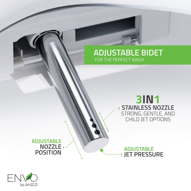 ANZZI ENVO Aura Smart Bidet Toilet, 1.28 GPF, with Remote, Auto Flush & Heated Seat, White