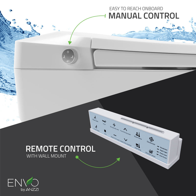 ANZZI ENVO Echo Smart Bidet Toilet, 1.28 GPF, Touchless with UV Nozzle Sterilization