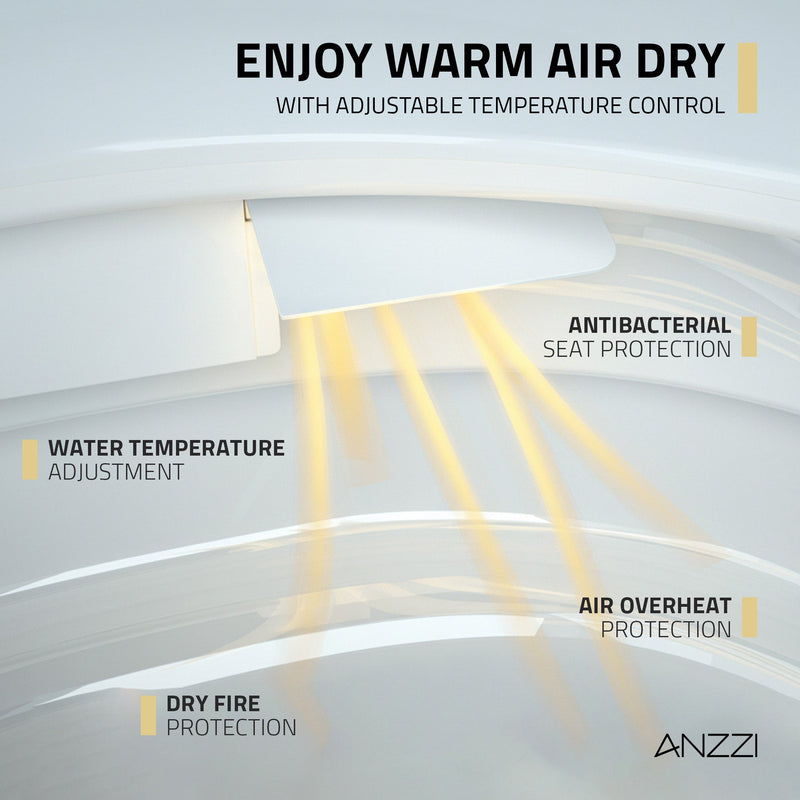 ANZZI Smart Wall-Hung Bidet Toilet with Auto Lid, Heated Seat, Dryer & Remote Control, White