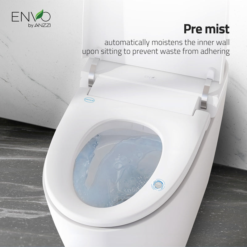 ANZZI ENVO Dia Smart Bidet Toilet, 1.28 GPF, Auto Open, Heated Seat & Foot Sensor, White