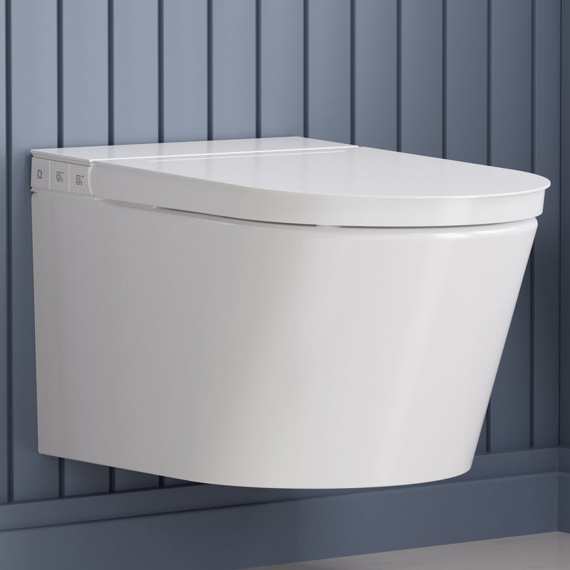 ANZZI Wall-Hung Toilet with Heated Seat, Auto Flush, Remote Control & Night Light, White