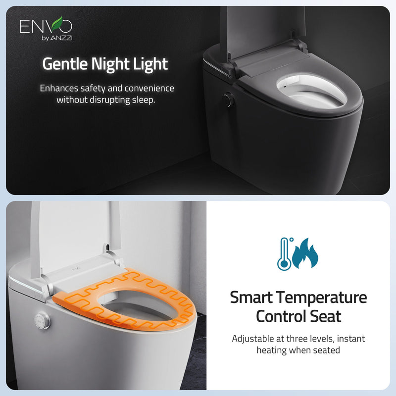 ANZZI ENVO Dia Smart Bidet Toilet, 1.28 GPF, Auto Open, Heated Seat & Foot Sensor, White