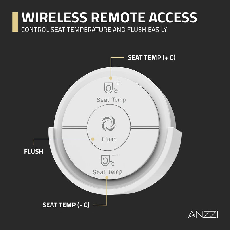 ANZZI Wall-Hung Toilet with Heated Seat, Auto Flush, Remote Control & Night Light, White