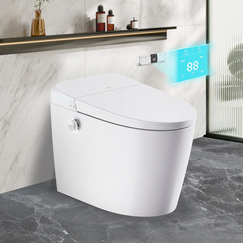 ANZZI ENVO Dia Smart Bidet Toilet, 1.28 GPF, Auto Open, Heated Seat & Foot Sensor, White