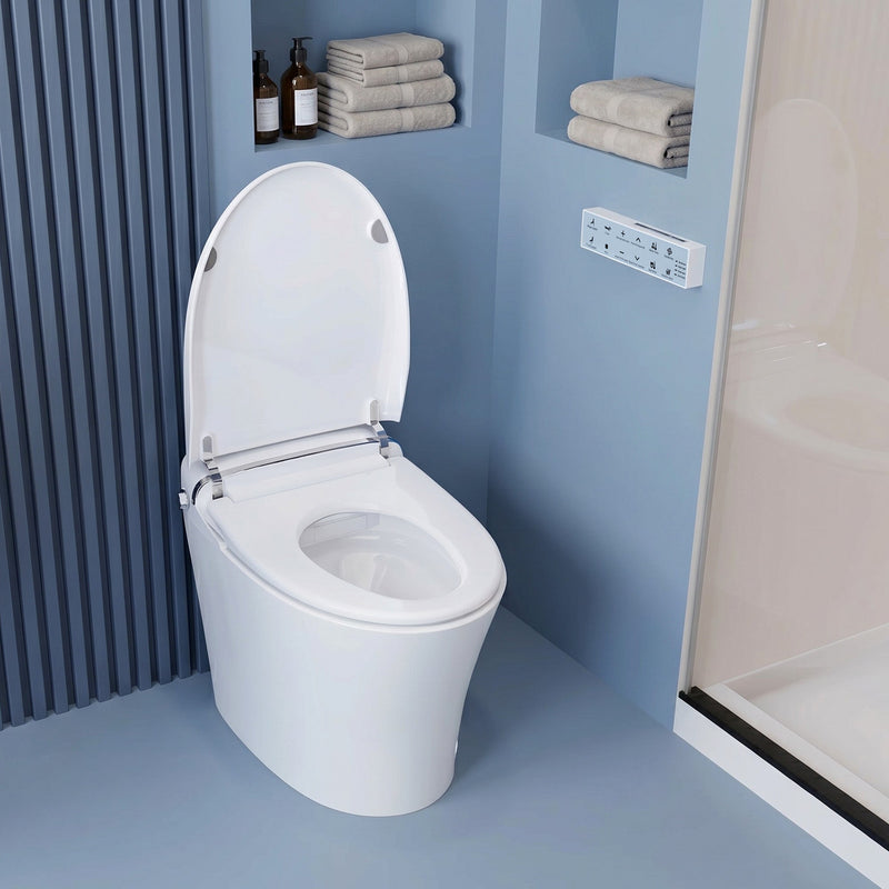 ANZZI ENVO Aura Smart Bidet Toilet, 1.28 GPF, with Remote, Auto Flush & Heated Seat, White