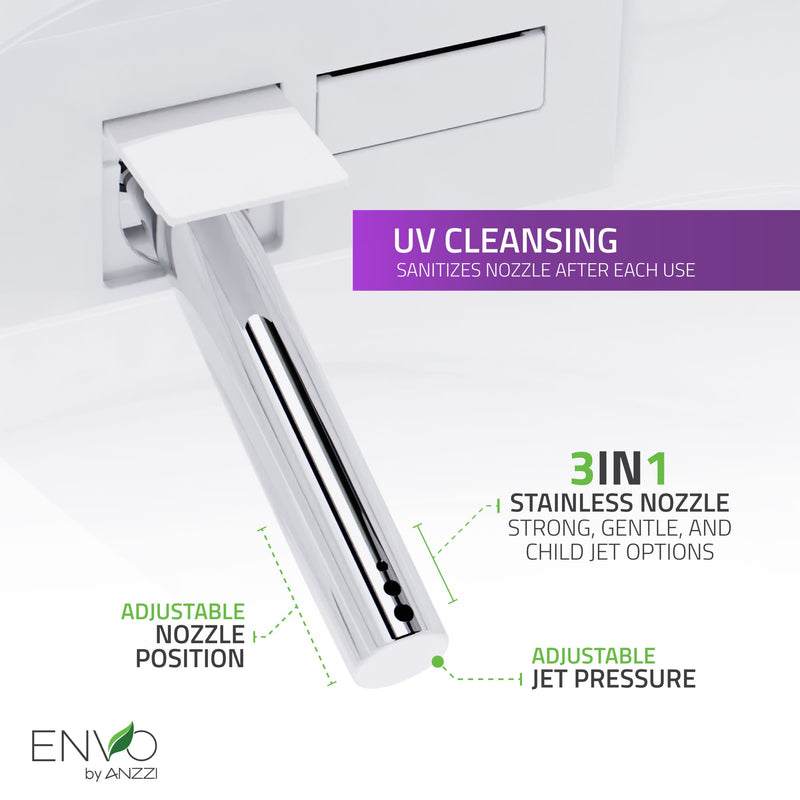 ANZZI ENVO Echo Smart Bidet Toilet, 1.28 GPF, Touchless with UV Nozzle Sterilization